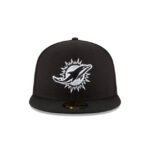 Miami Dolphins Black & White 59FIFTY Fitted Hat - Imagen 2